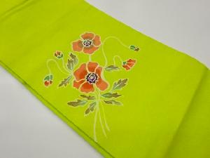 作家物 手織り紬花葉模様名古屋帯